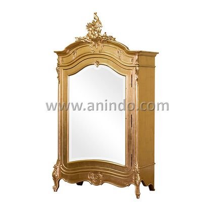 1 Door Mirrored Armoire Gold