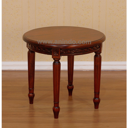 Round Small Table Carved