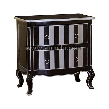 2 Drawers Commode Black Silver